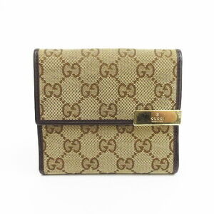 Gucci GG Double Hook Wallet Brown Canvas Leather